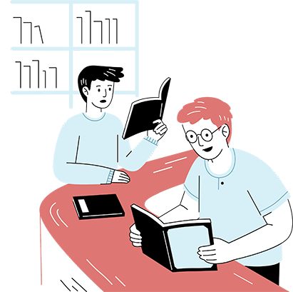 Studying PhD materials in library