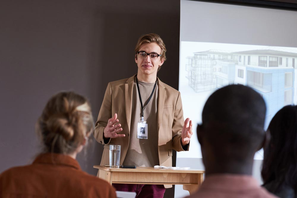 Young man doing his viva voce